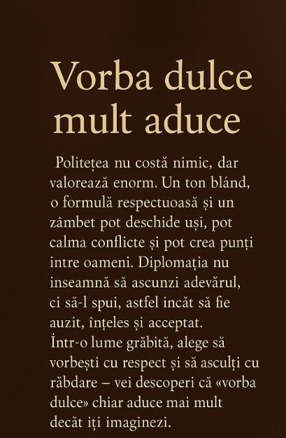 Vorba dulce mult aduce – Politețea și diplomația în comunicare