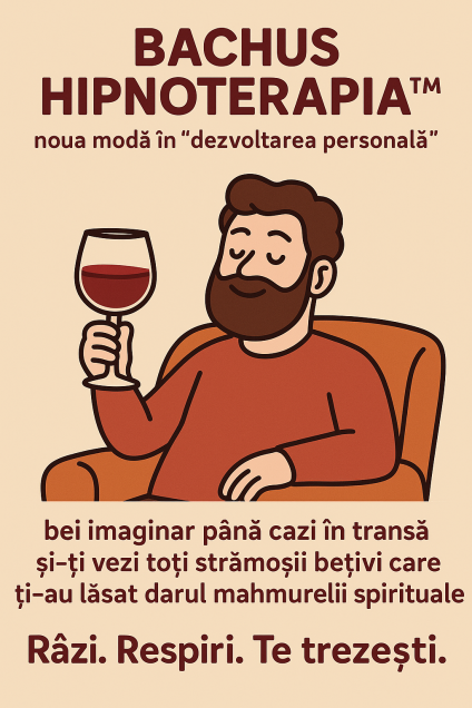 Bachus Hipnoterapia™ – Când marketingul spiritual îți dă dureri de cap mai mari decât mahmureala