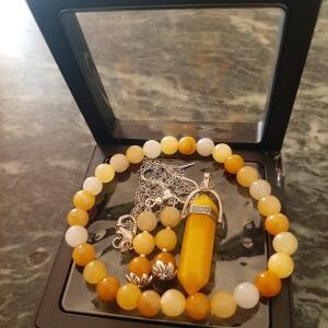 Yellow Aventurine, Orange & Yellow Calcite Jewelry Set with 925 Silver