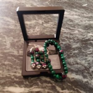 Malachite & Ruby Zoisite Jewelry Set with 925 Silver