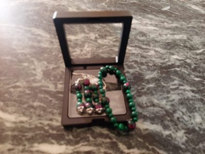 Malachite & Ruby Zoisite Jewelry Set with 925 Silver