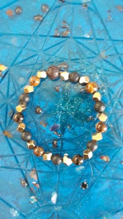 Men’s Bracelet with Lava Rock, Pyrite & Tiger’s Eye